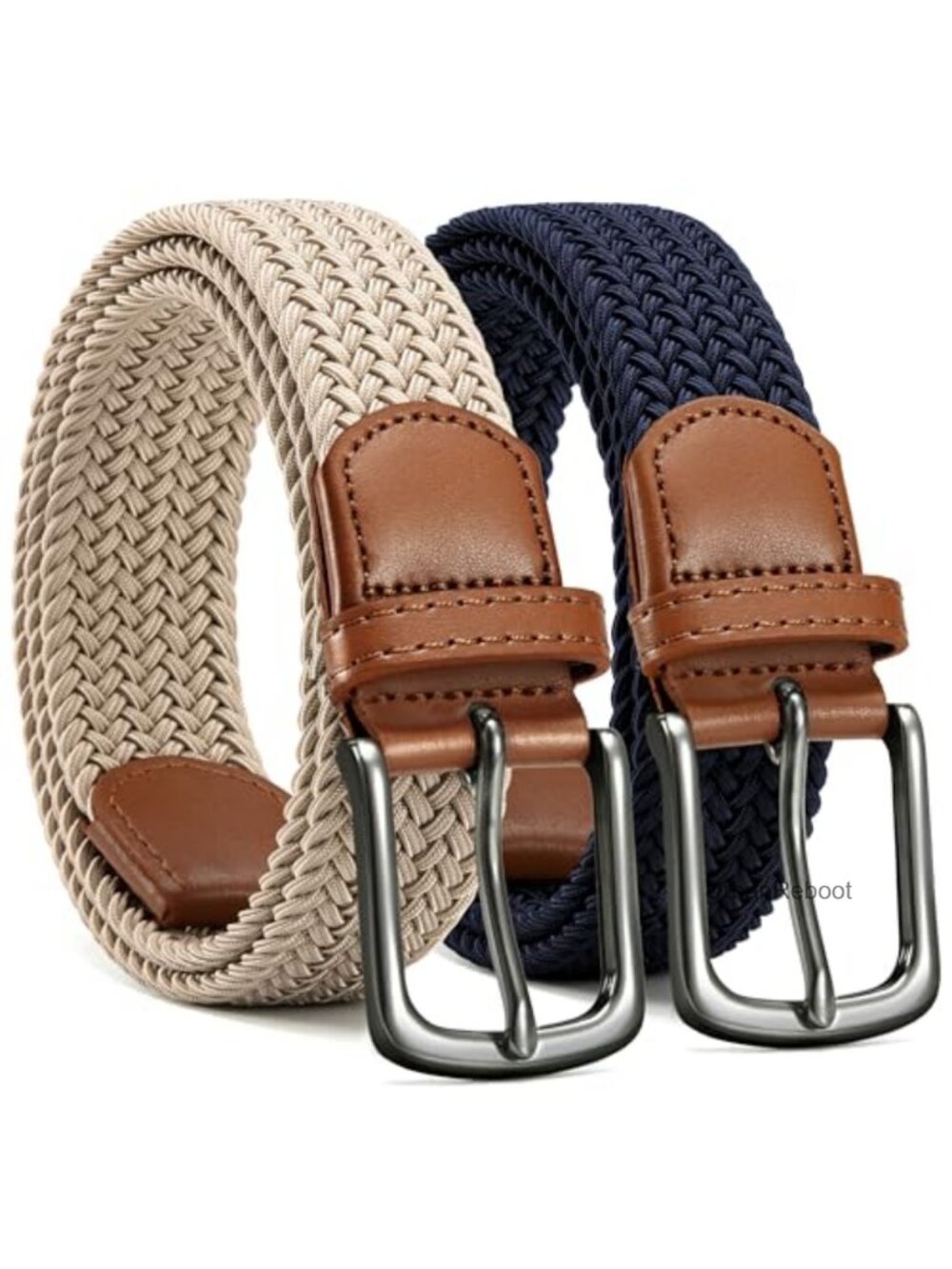 Stretch Elastic Belt for Men with Leather Accents